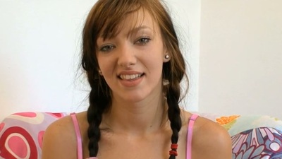 Charming legal age teenager is rubbing the brush cum-hole to